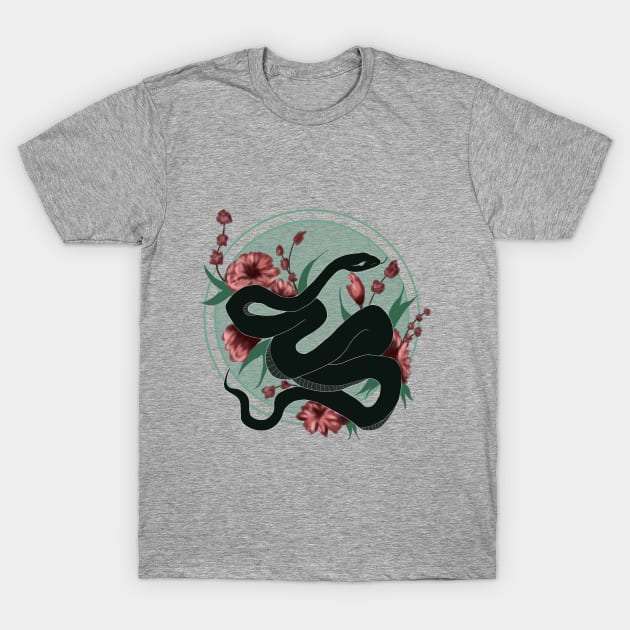 Floral snake T-Shirt by Courteney Valentine